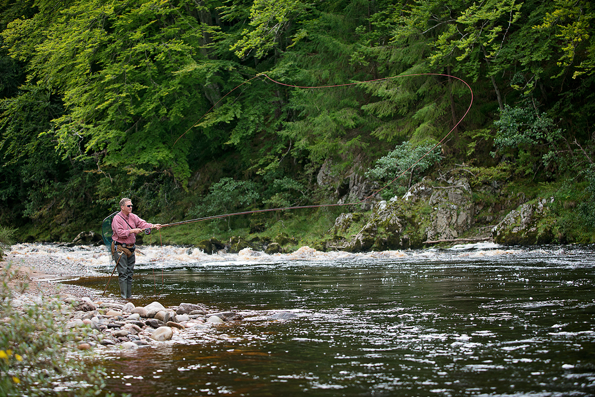 fishing the garden pool at Logie on the River Findhorn