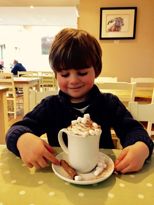 deluxe children's hot chocolate at the Olive Tree Cafe at Logie Steading