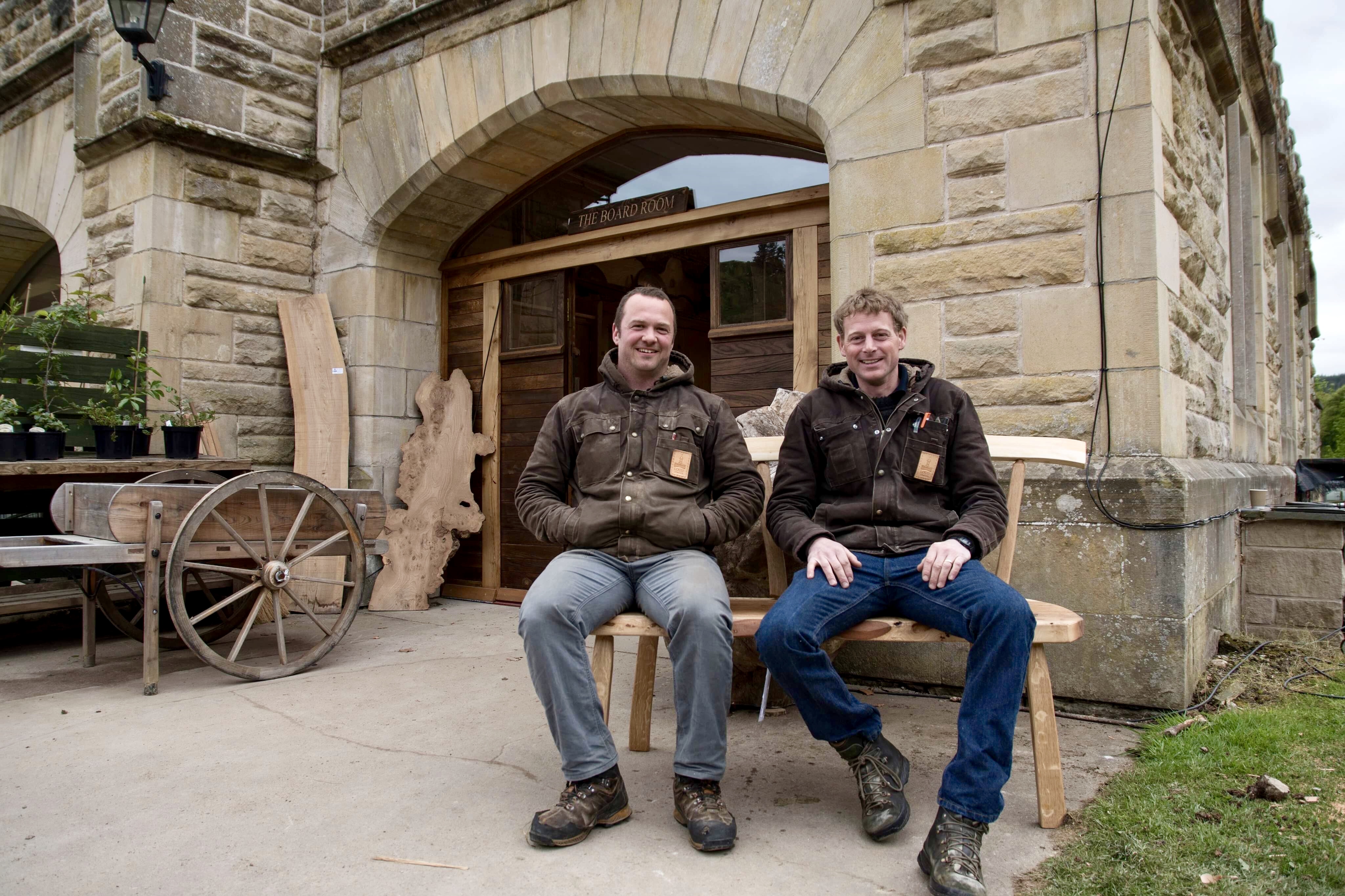 Mark and Alec outside The Boardroom at Logie Steading