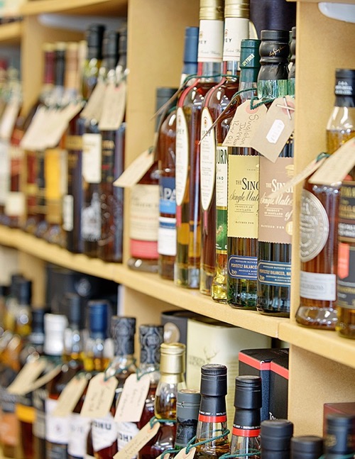 part of the whisky selection at Logie Whisky and Wine