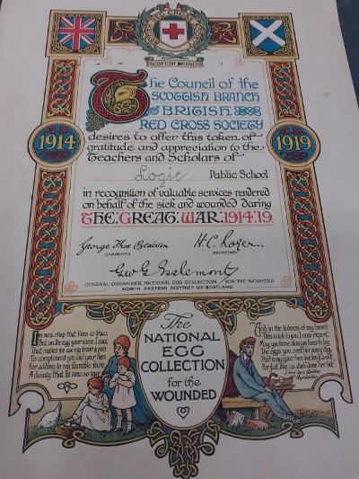 Logie School egg certificate