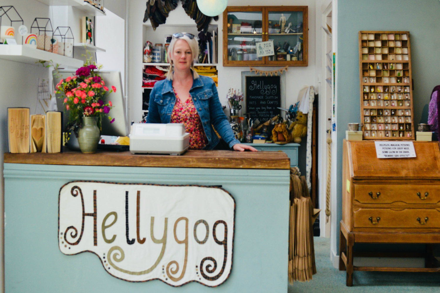 The Hellygog Shop at Logie Steading with owner Jude Simms